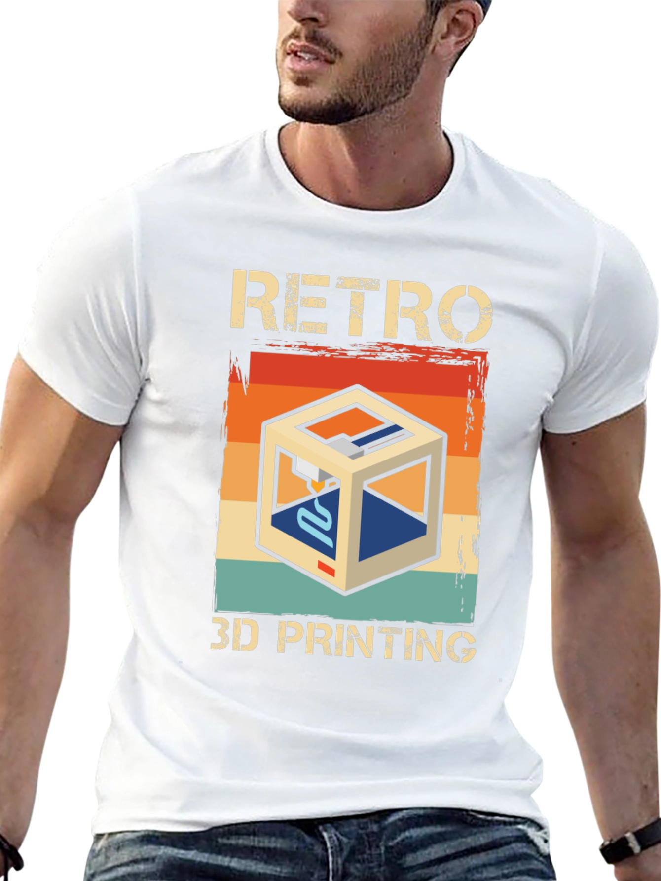 Retro 3D Printing Graphic Tee - Cool Tech Shirt