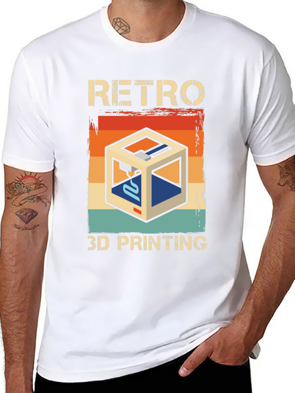 Retro 3D Printing Graphic Tee - Cool Tech Shirt
