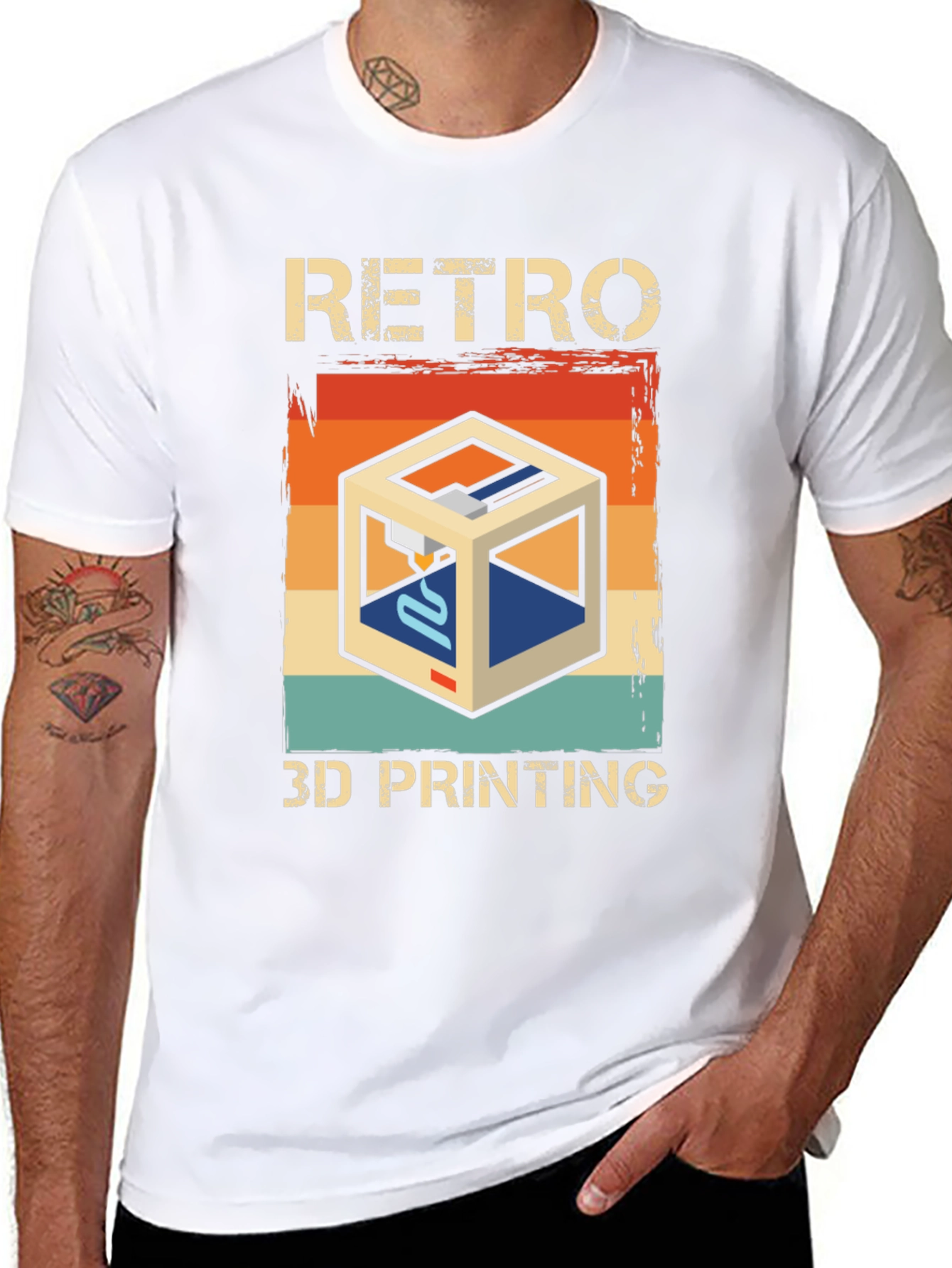 Retro 3D Printing Graphic Tee - Cool Tech Shirt