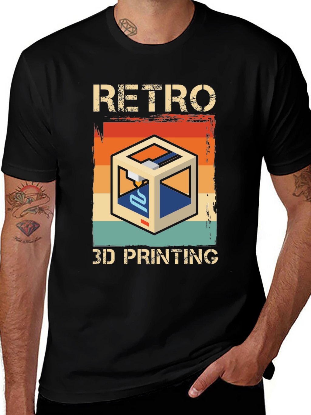 Retro 3D Printing Graphic Tee - Cool Tech Shirt