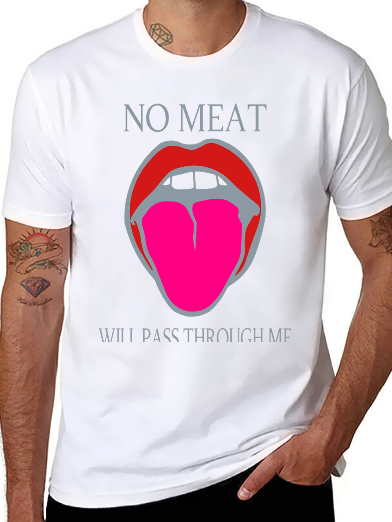 Vegan Statement T-Shirt: No Meat Tongue Design