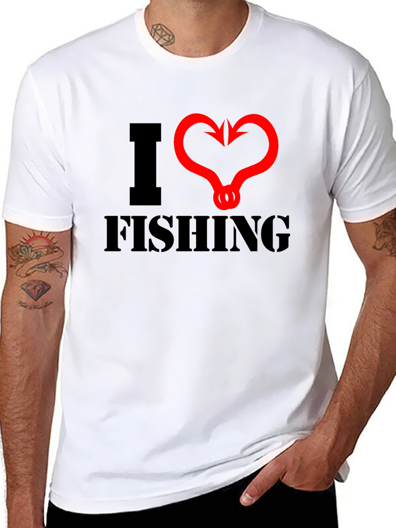 I Heart Fishing Black T-Shirt