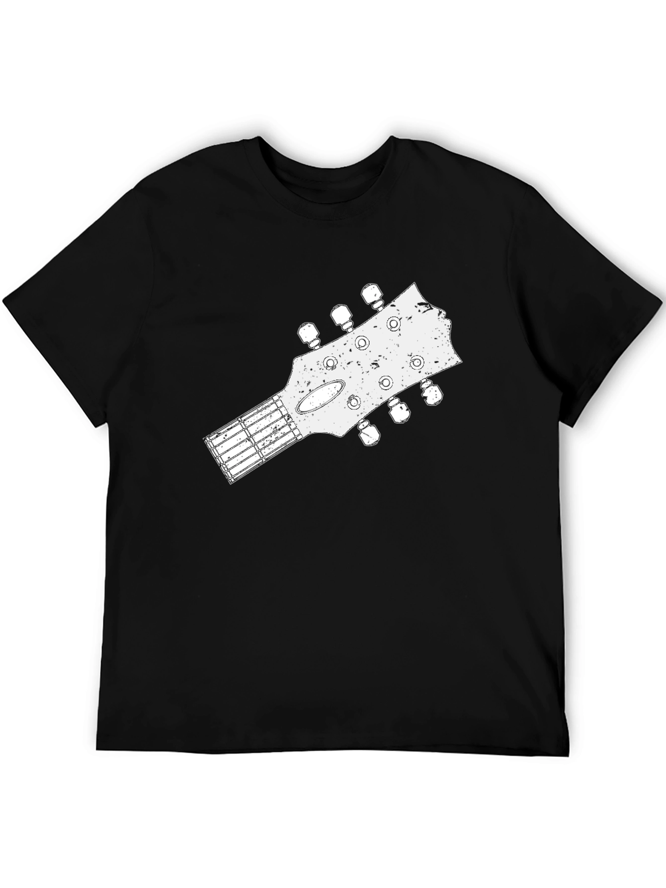 Guitar Headstock Graphic Tee - Black Cotton Blend