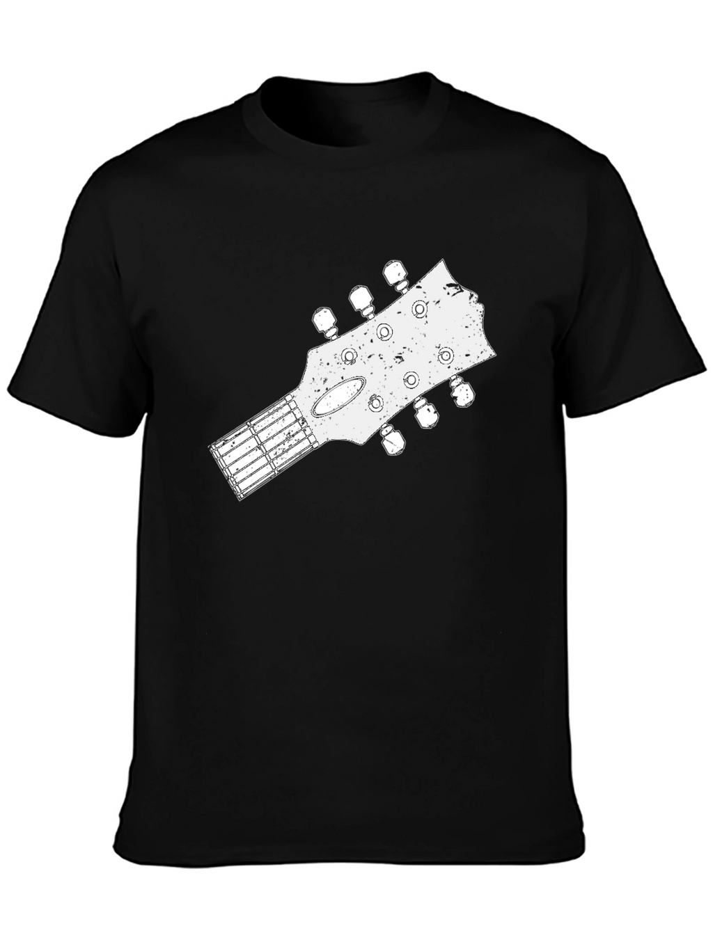 Guitar Headstock Graphic Tee - Black Cotton Blend
