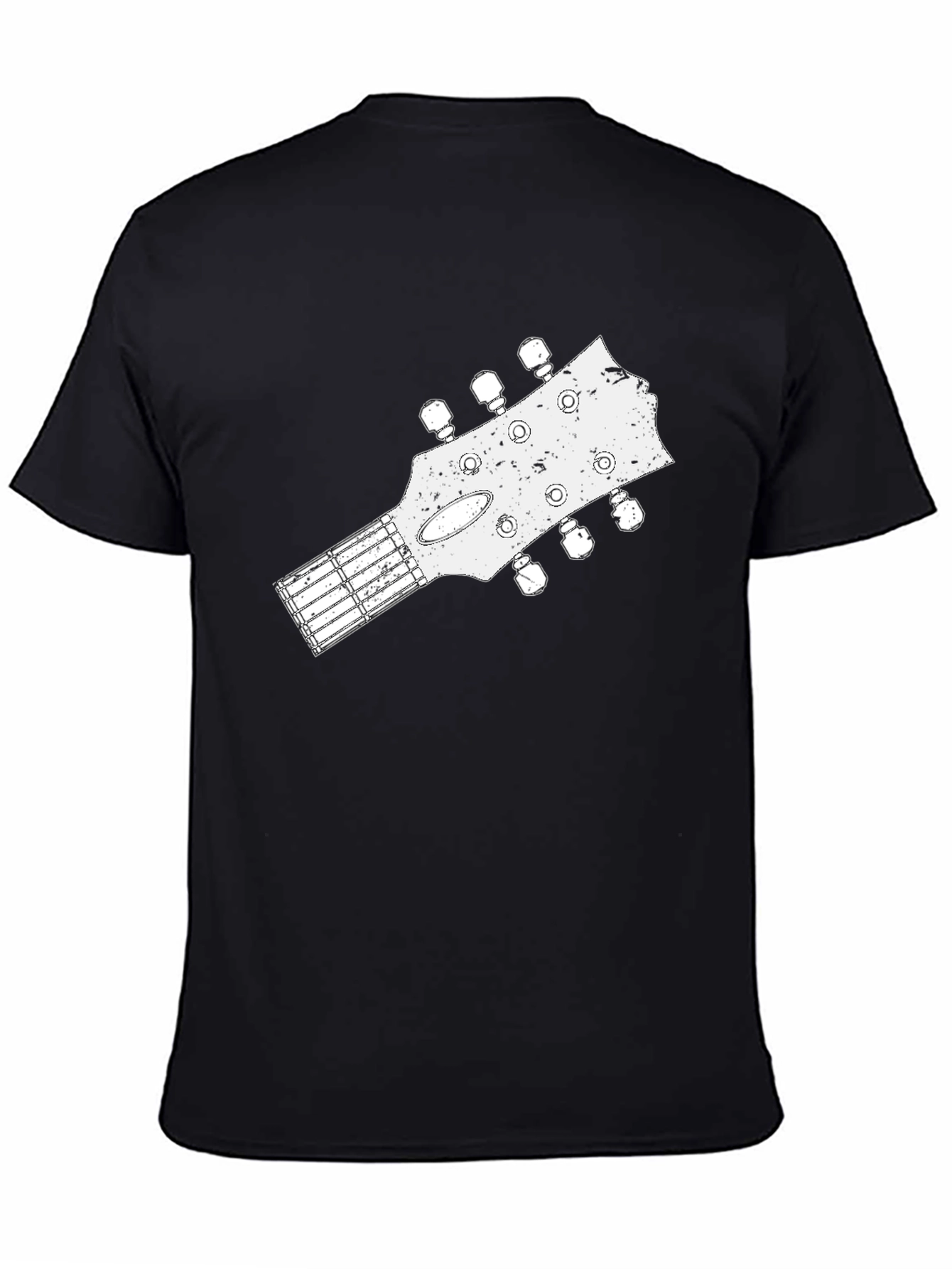 Guitar Headstock Graphic Tee - Black Cotton Blend