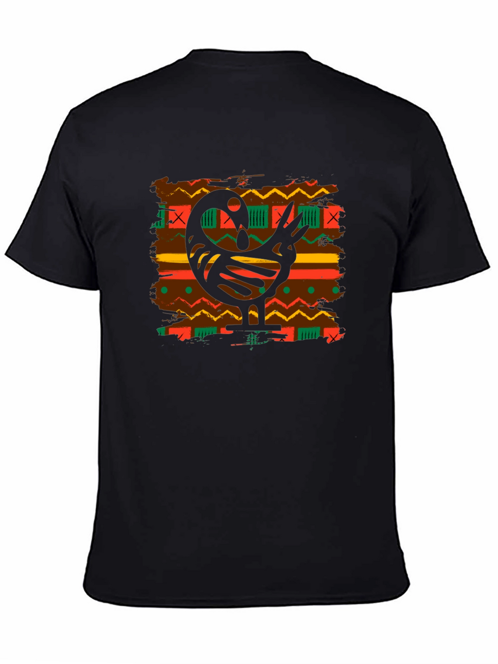 Sankofa Bird Graphic Tee - Black Cotton Blend T-Shirt