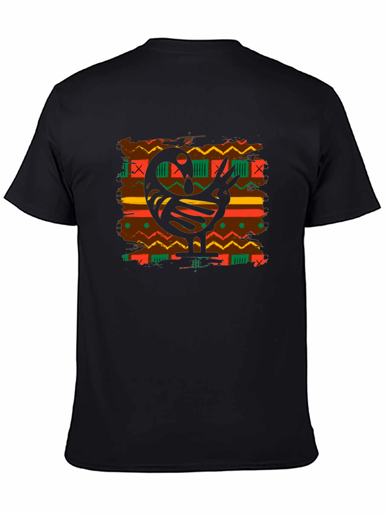 Sankofa Bird Graphic Tee - Black Cotton Blend T-Shirt