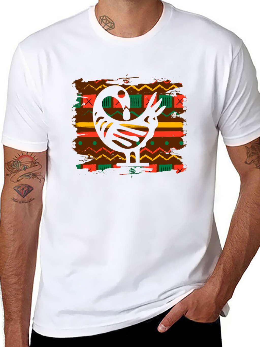Sankofa Bird Graphic Tee - Black Cotton Blend T-Shirt
