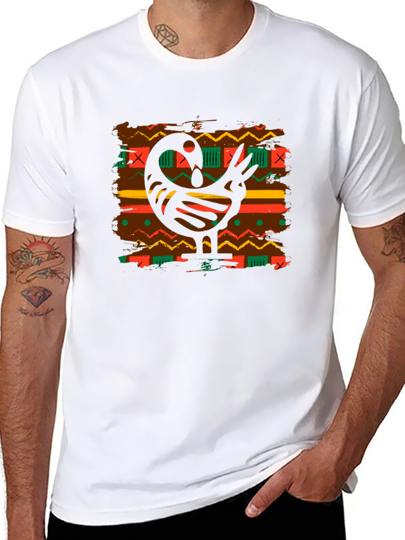 Sankofa Bird Graphic Tee - Black Cotton Blend T-Shirt