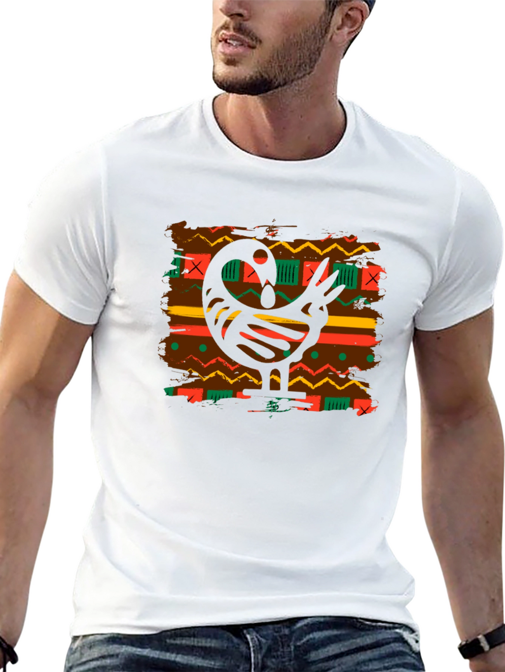 Sankofa Bird Graphic Tee - Black Cotton Blend T-Shirt