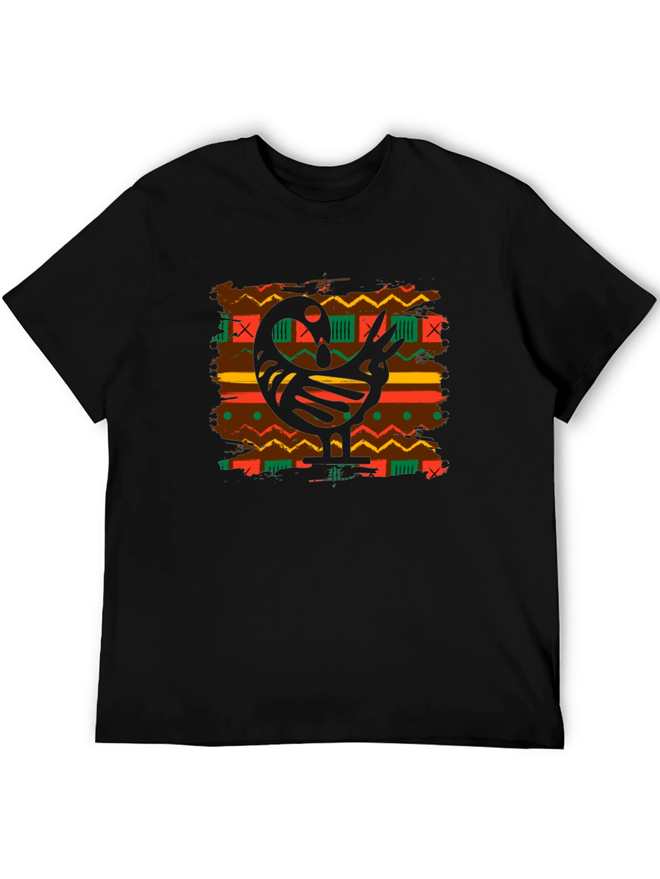 Sankofa Bird Graphic Tee - Black Cotton Blend T-Shirt