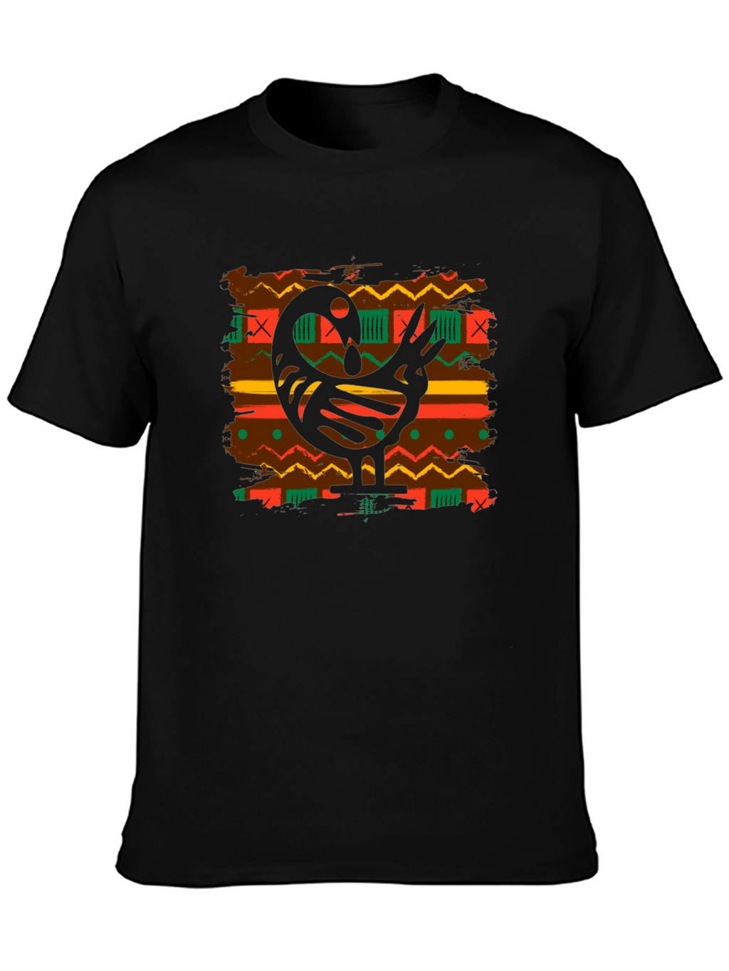 Sankofa Bird Graphic Tee - Black Cotton Blend T-Shirt