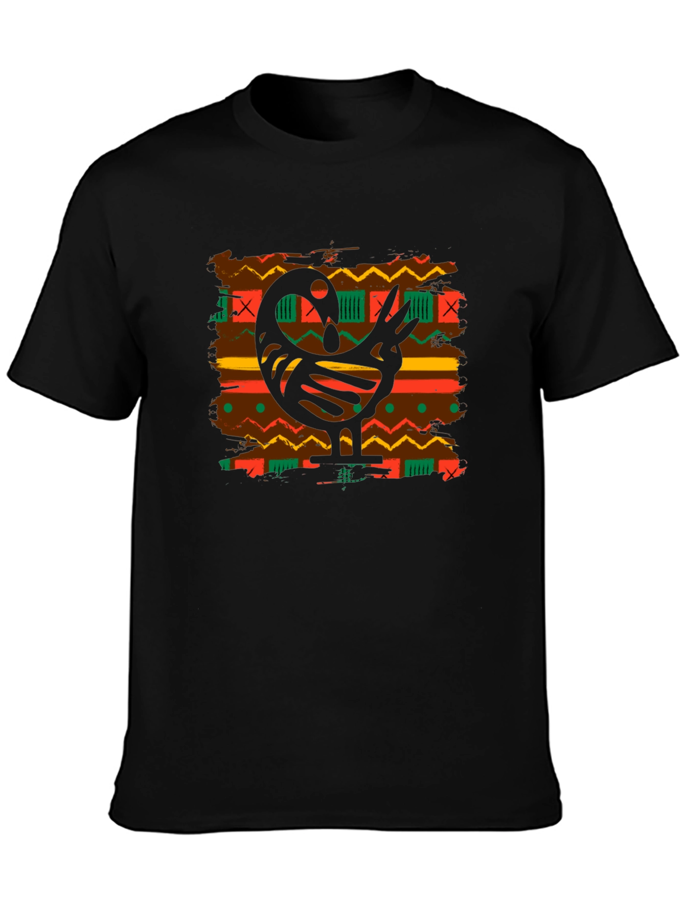 Sankofa Bird Graphic Tee - Black Cotton Blend T-Shirt