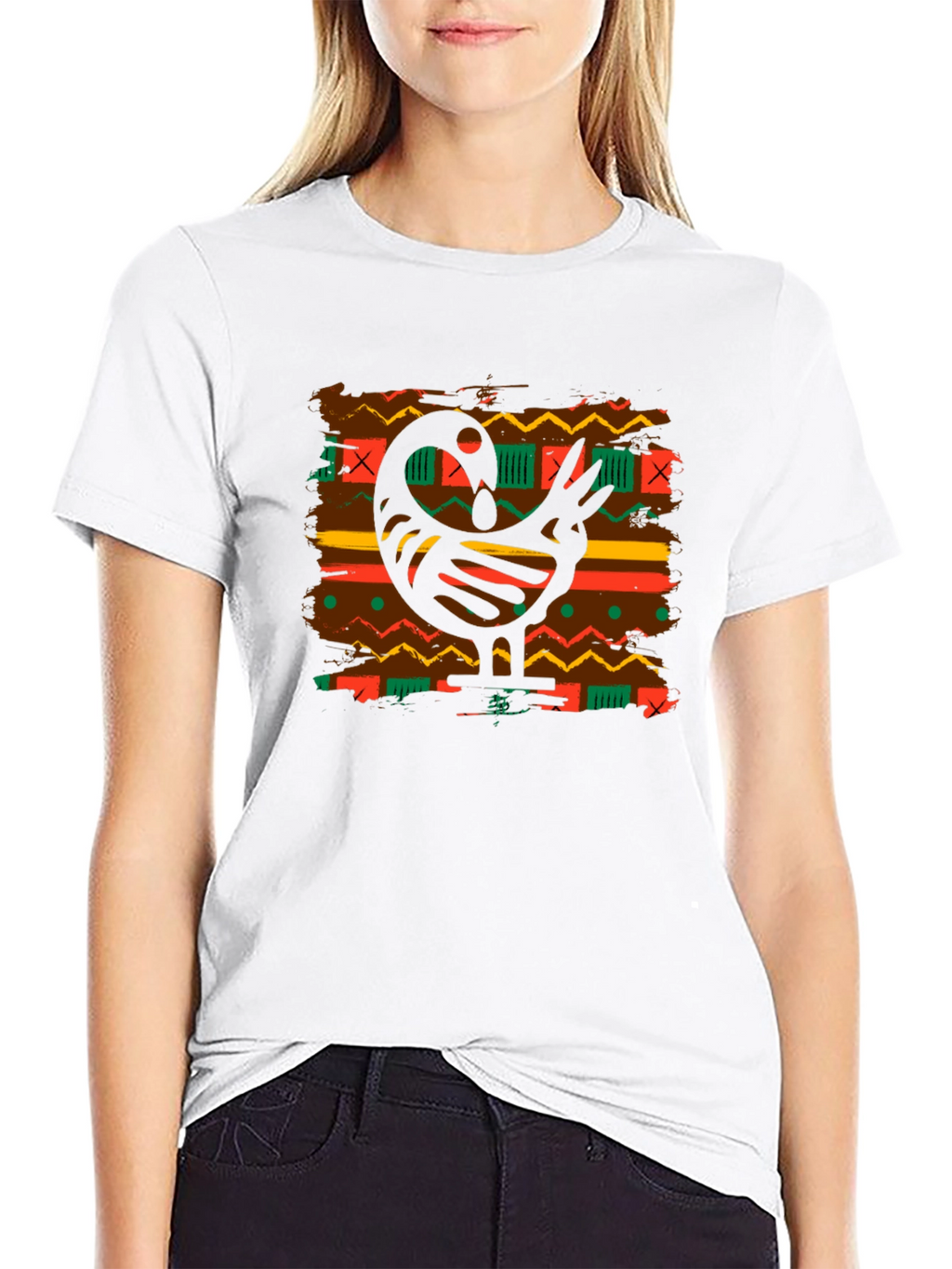 Sankofa Bird Graphic Tee - Black Cotton Blend T-Shirt