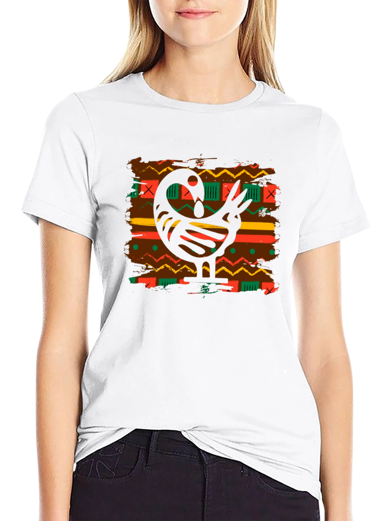 Sankofa Bird Graphic Tee - Black Cotton Blend T-Shirt