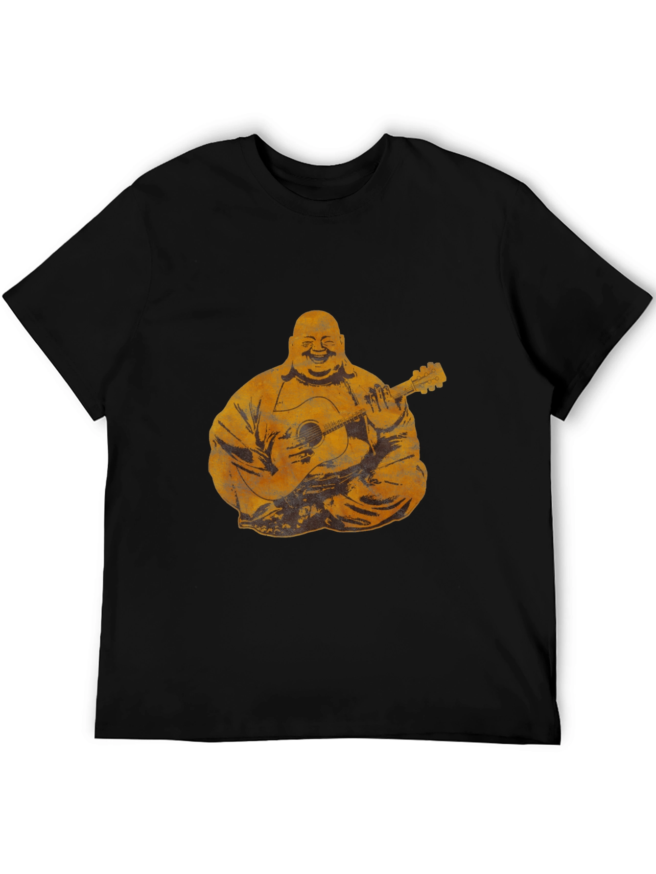 Buddha Playing Guitar Graphic Tee - Black