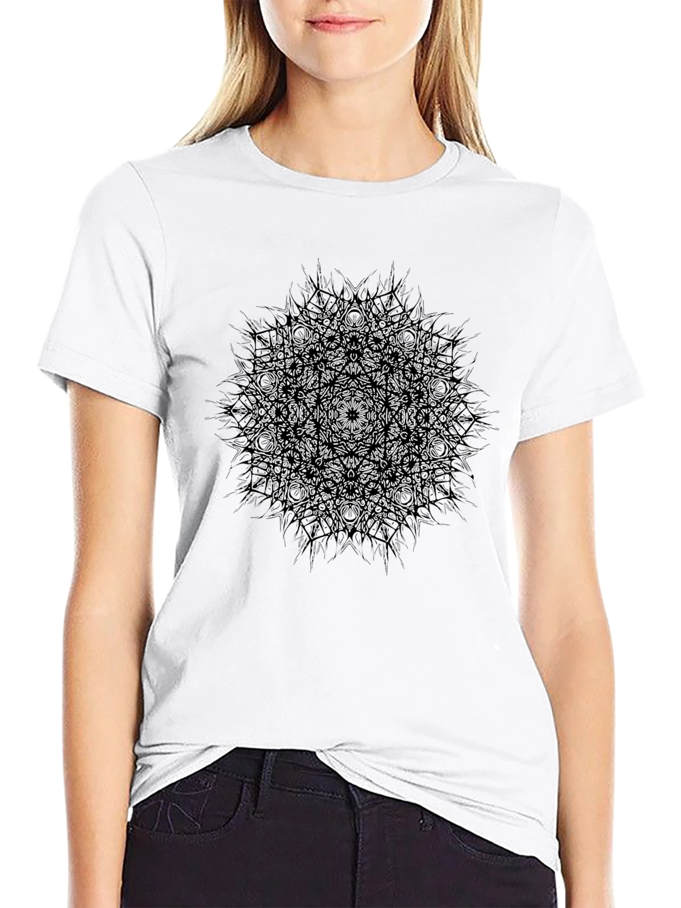 Abstract Mandala Graphic Mens Black T-Shirt