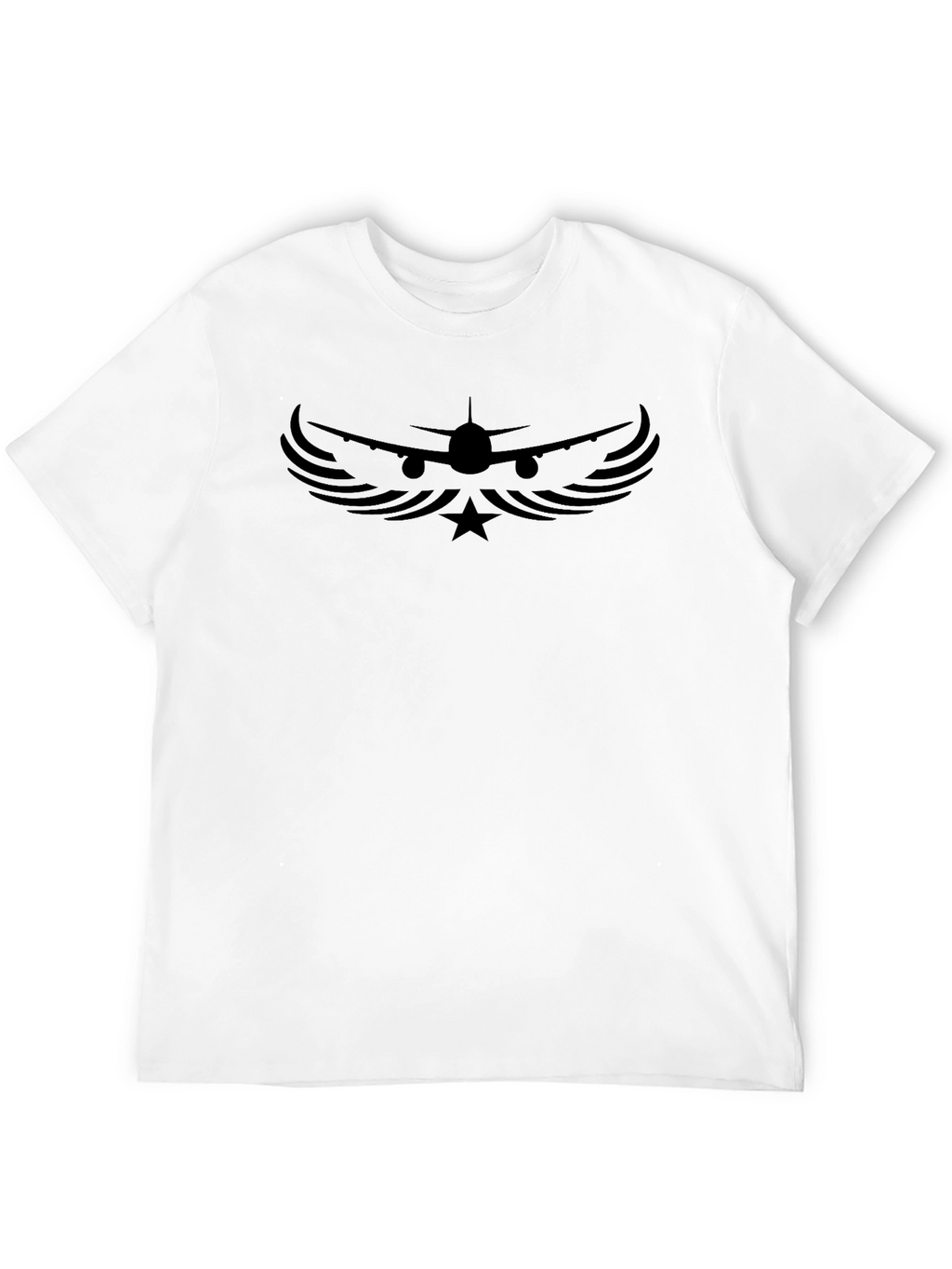Airplane Wings Star Graphic Black T-Shirt