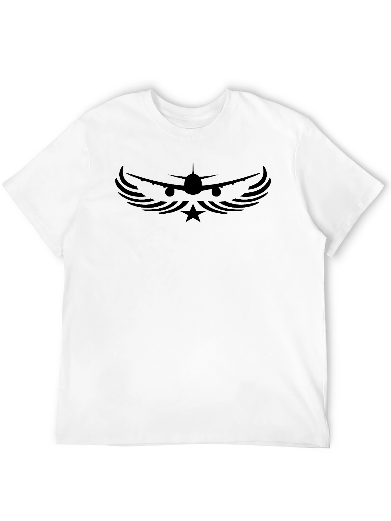 Airplane Wings Star Graphic Black T-Shirt