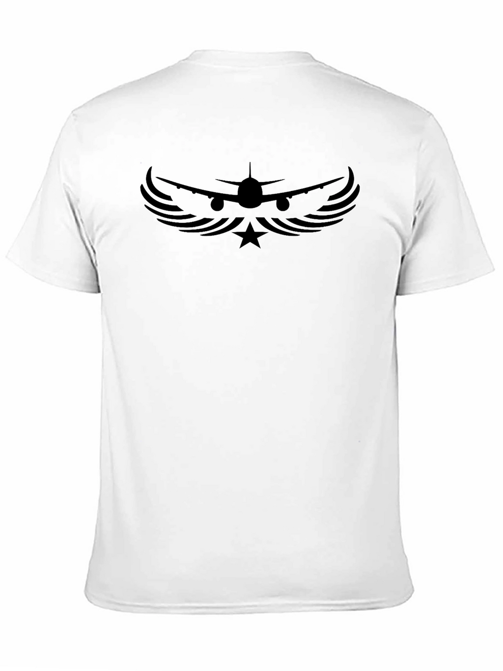 Airplane Wings Star Graphic Black T-Shirt