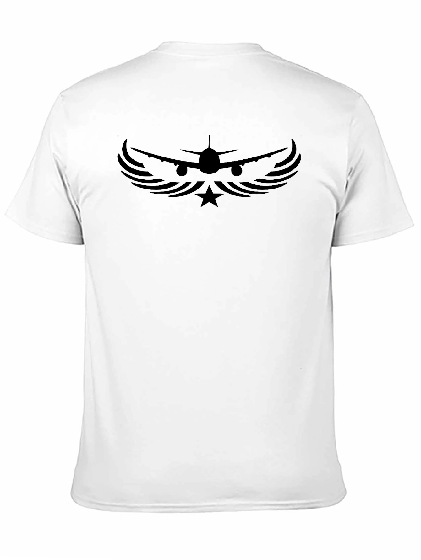 Airplane Wings Star Graphic Black T-Shirt