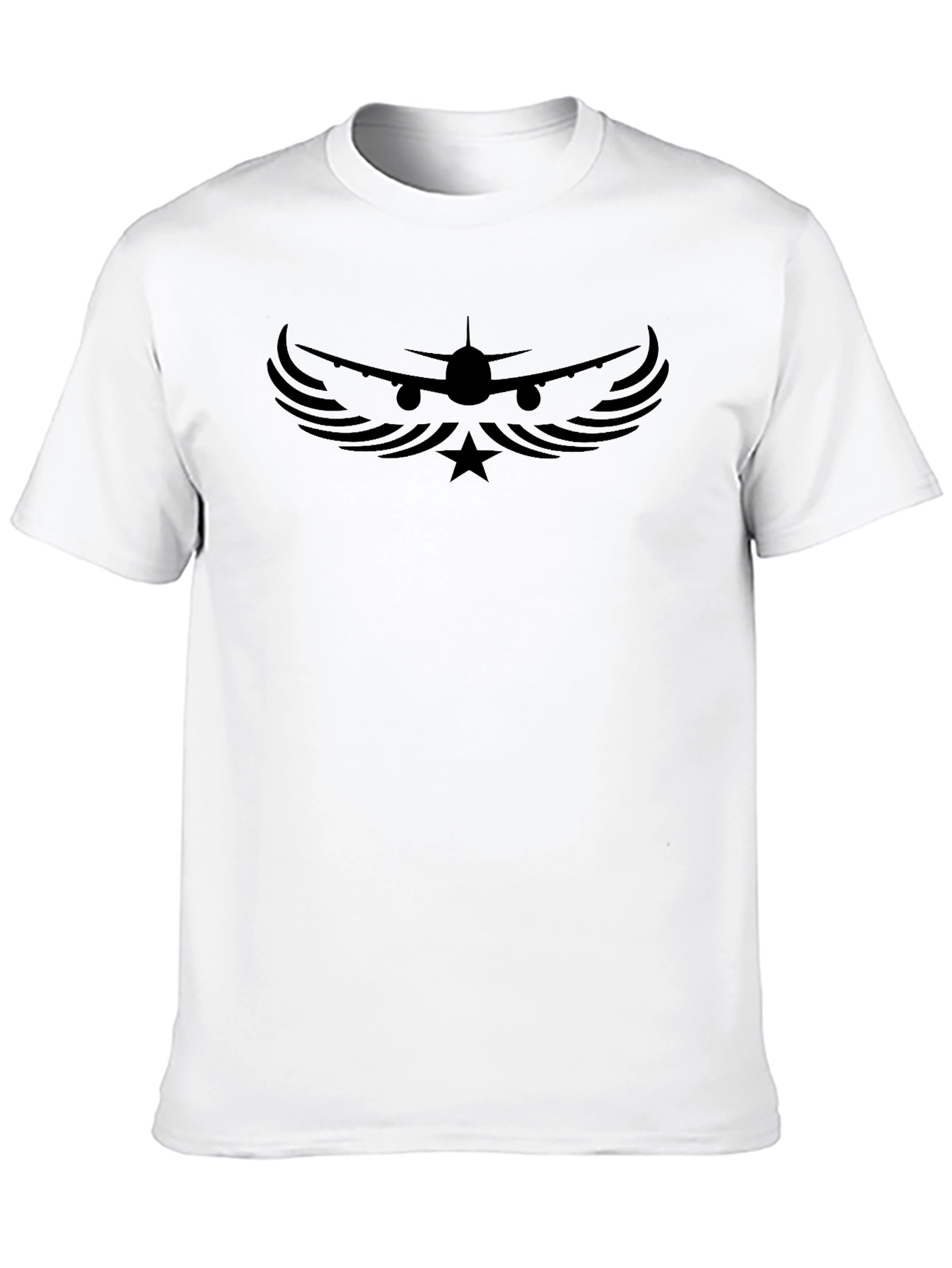 Airplane Wings Star Graphic Black T-Shirt