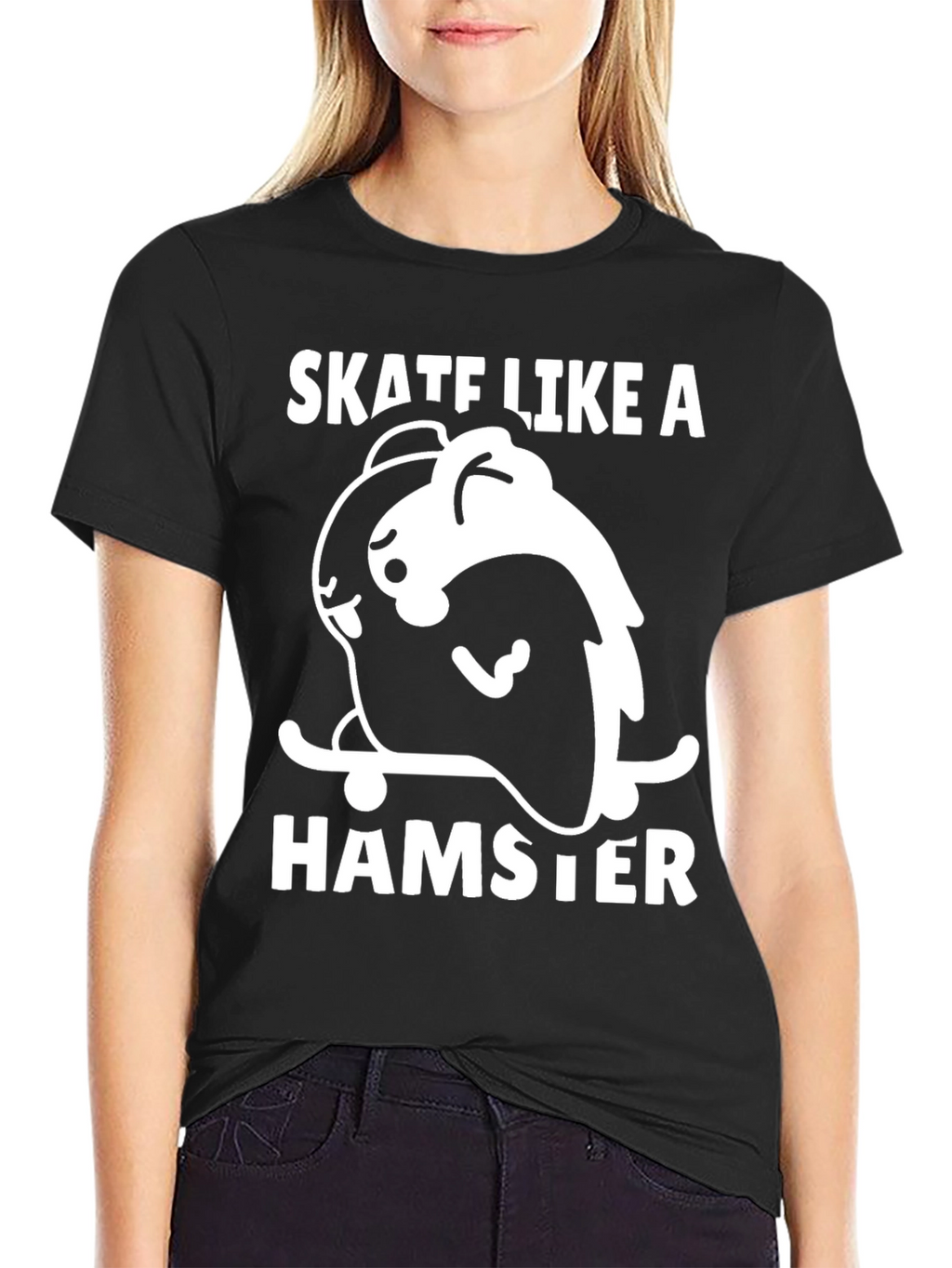 Skate Like a Hamster Black T-Shirt