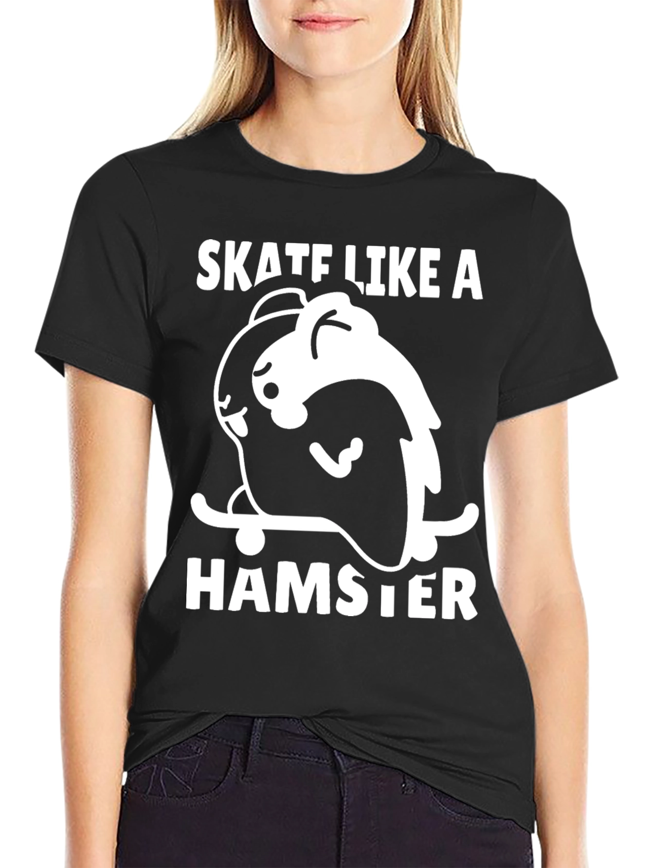 Skate Like a Hamster Black T-Shirt