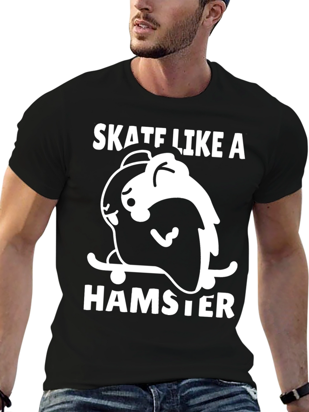 Skate Like a Hamster Black T-Shirt