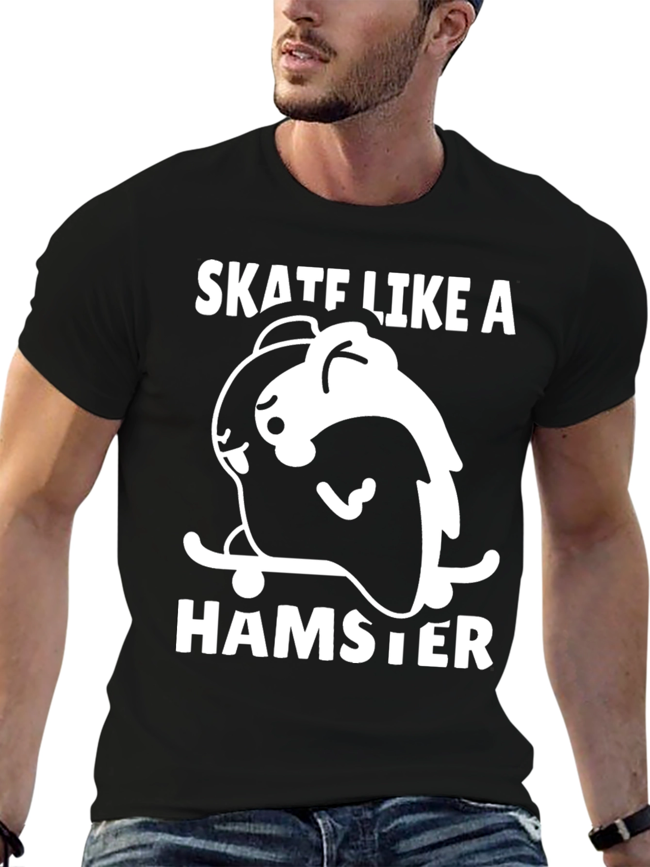 Skate Like a Hamster Black T-Shirt
