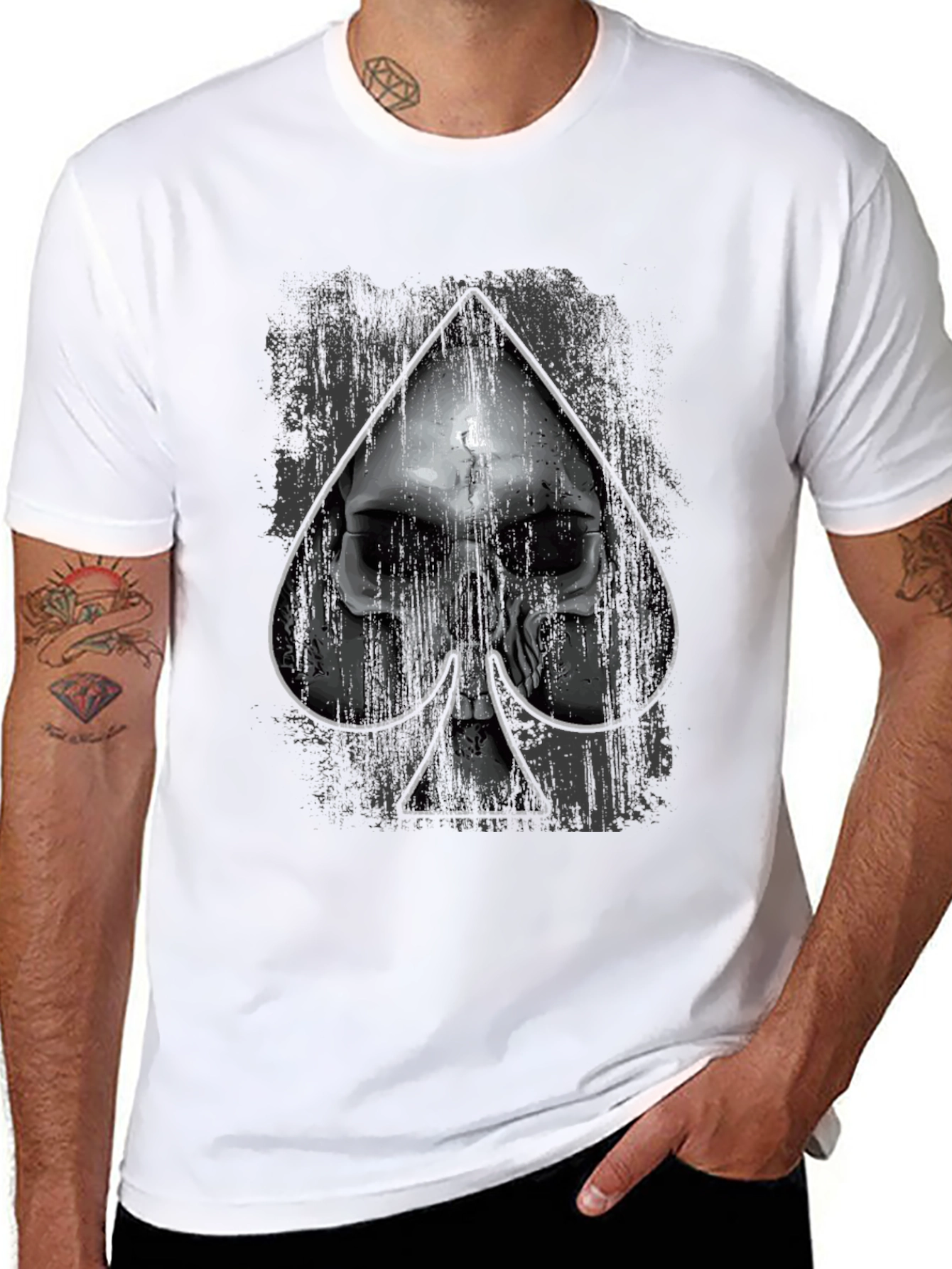 Skull Spade Graphic Black T-Shirt