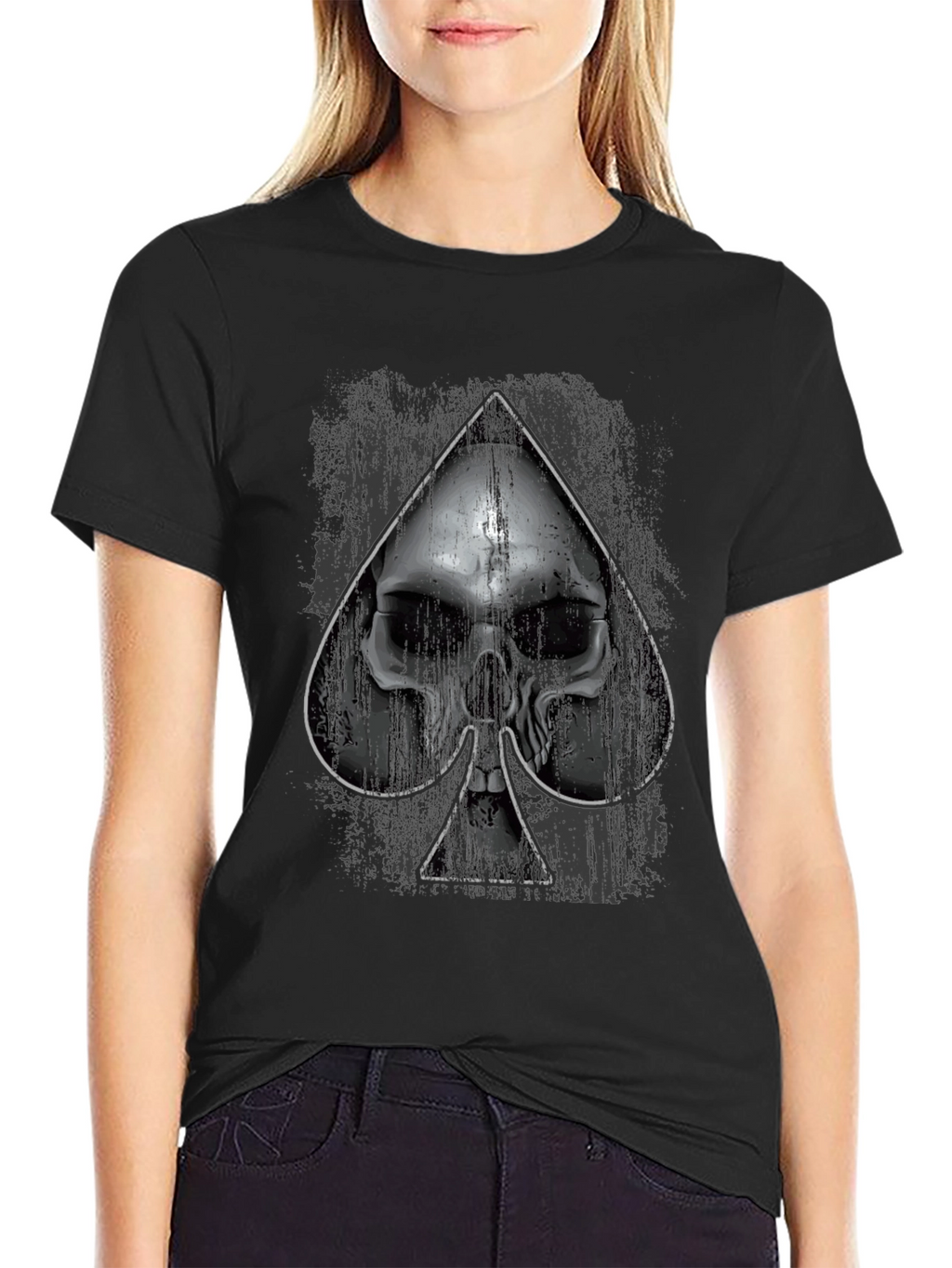 Skull Spade Graphic Black T-Shirt