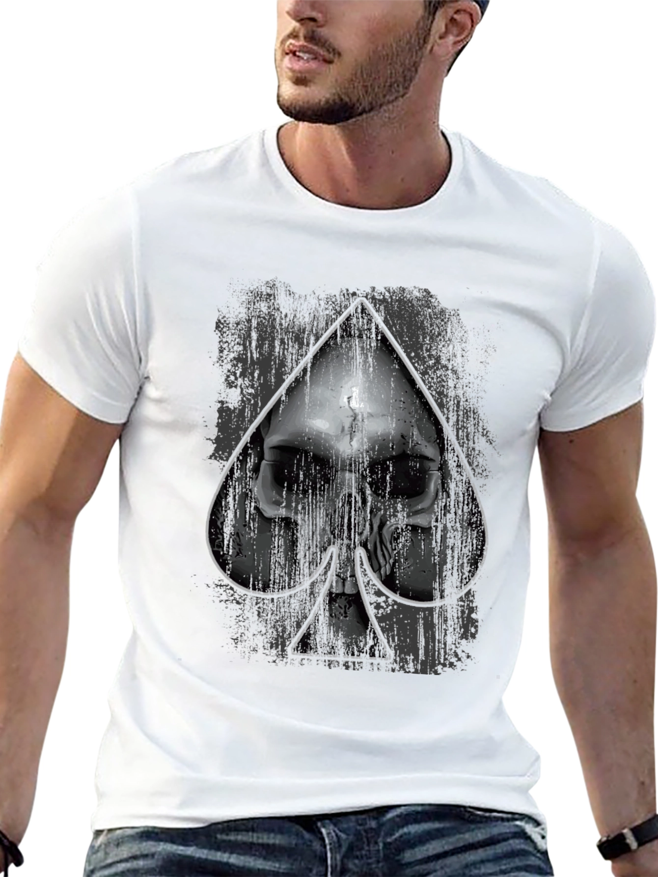 Skull Spade Graphic Black T-Shirt