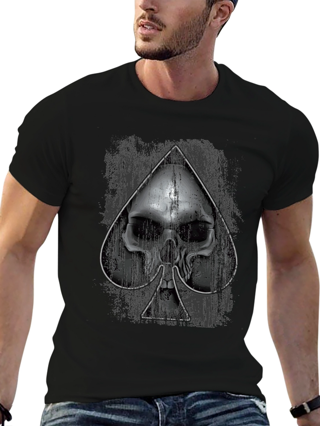 Skull Spade Graphic Black T-Shirt