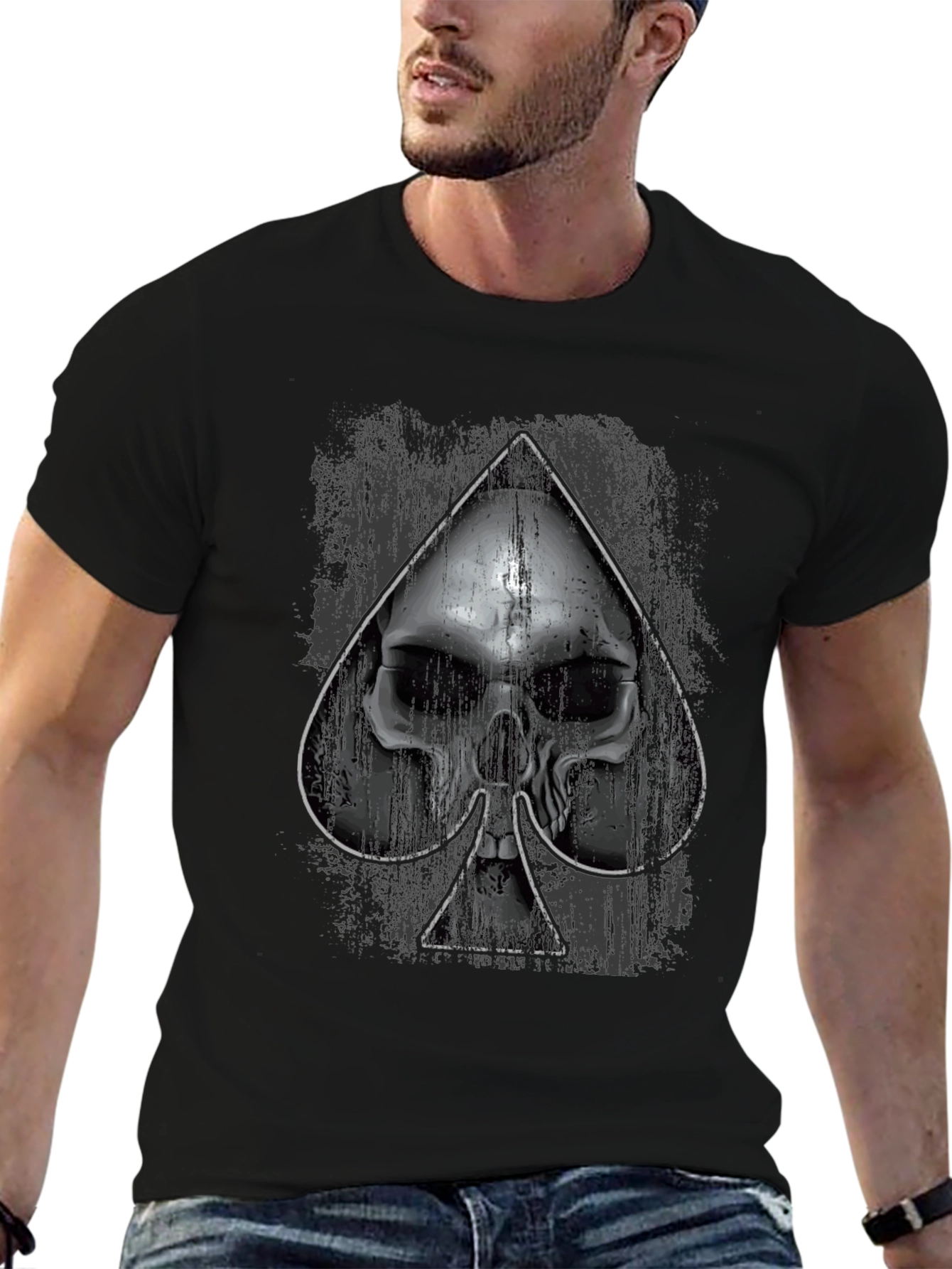 Skull Spade Graphic Black T-Shirt