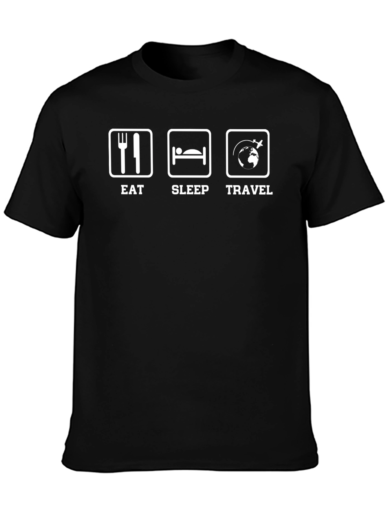 Eat Sleep Travel Black Graphic T-Shirt