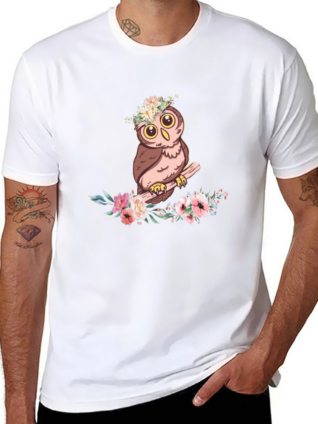 Owl & Floral T-Shirt - Cute Graphic Tee