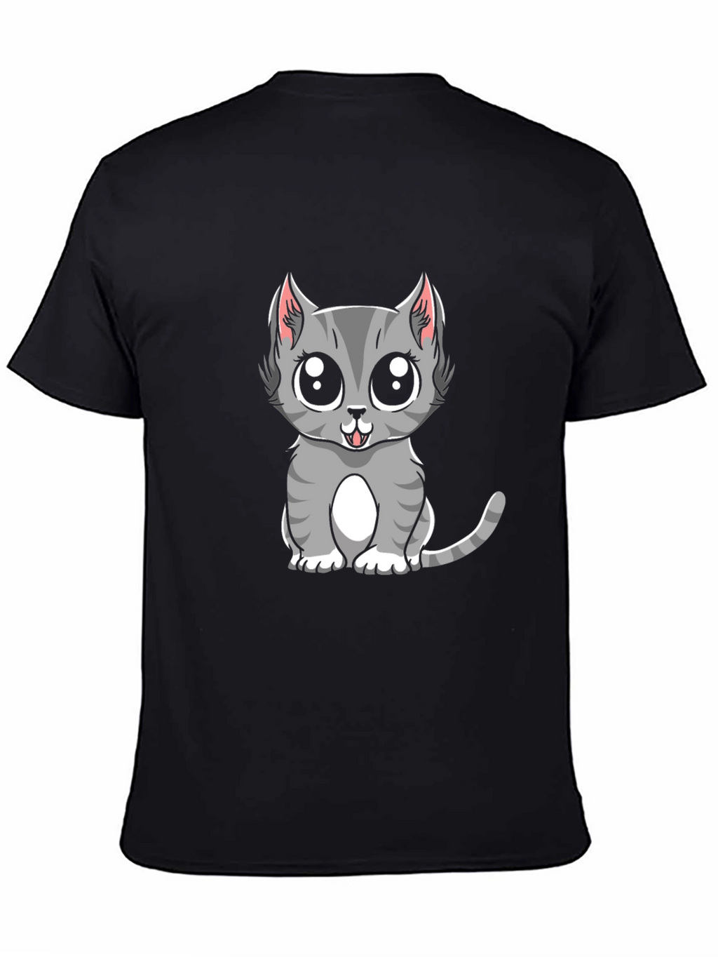 Cute Gray Cat Cartoon Graphic T-Shirt