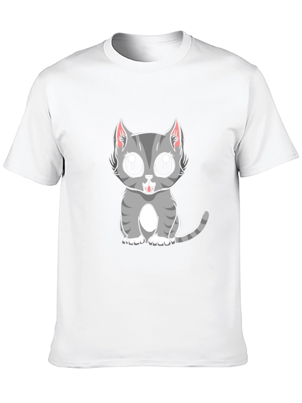 Cute Gray Cat Cartoon Graphic T-Shirt