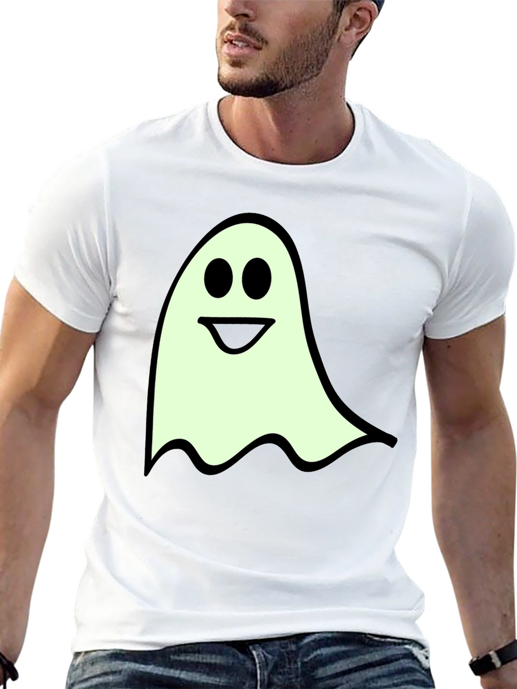 Spooky Season Ghost Graphic Tee - Black