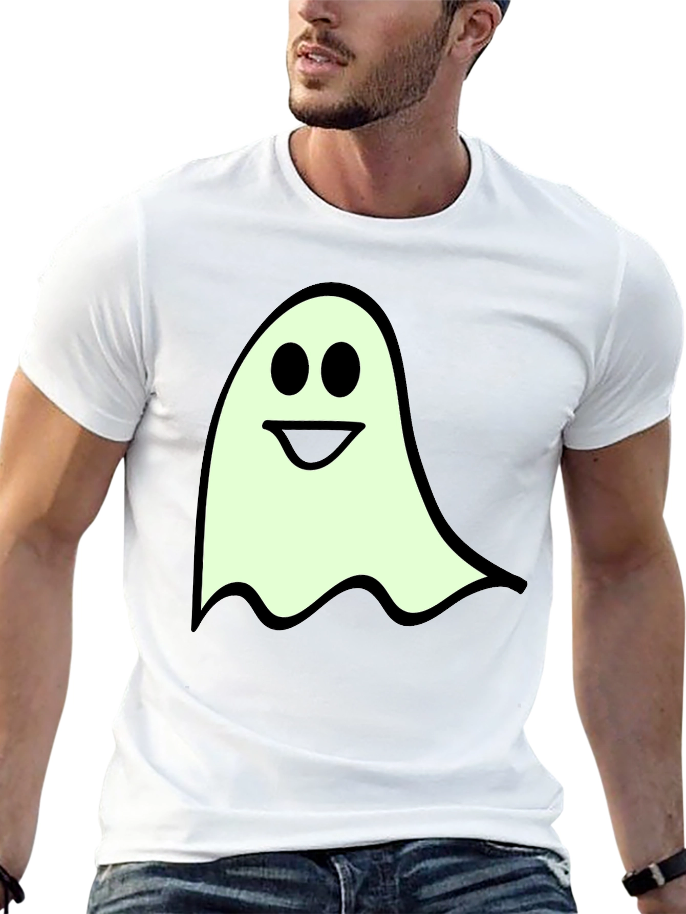 Spooky Season Ghost Graphic Tee - Black