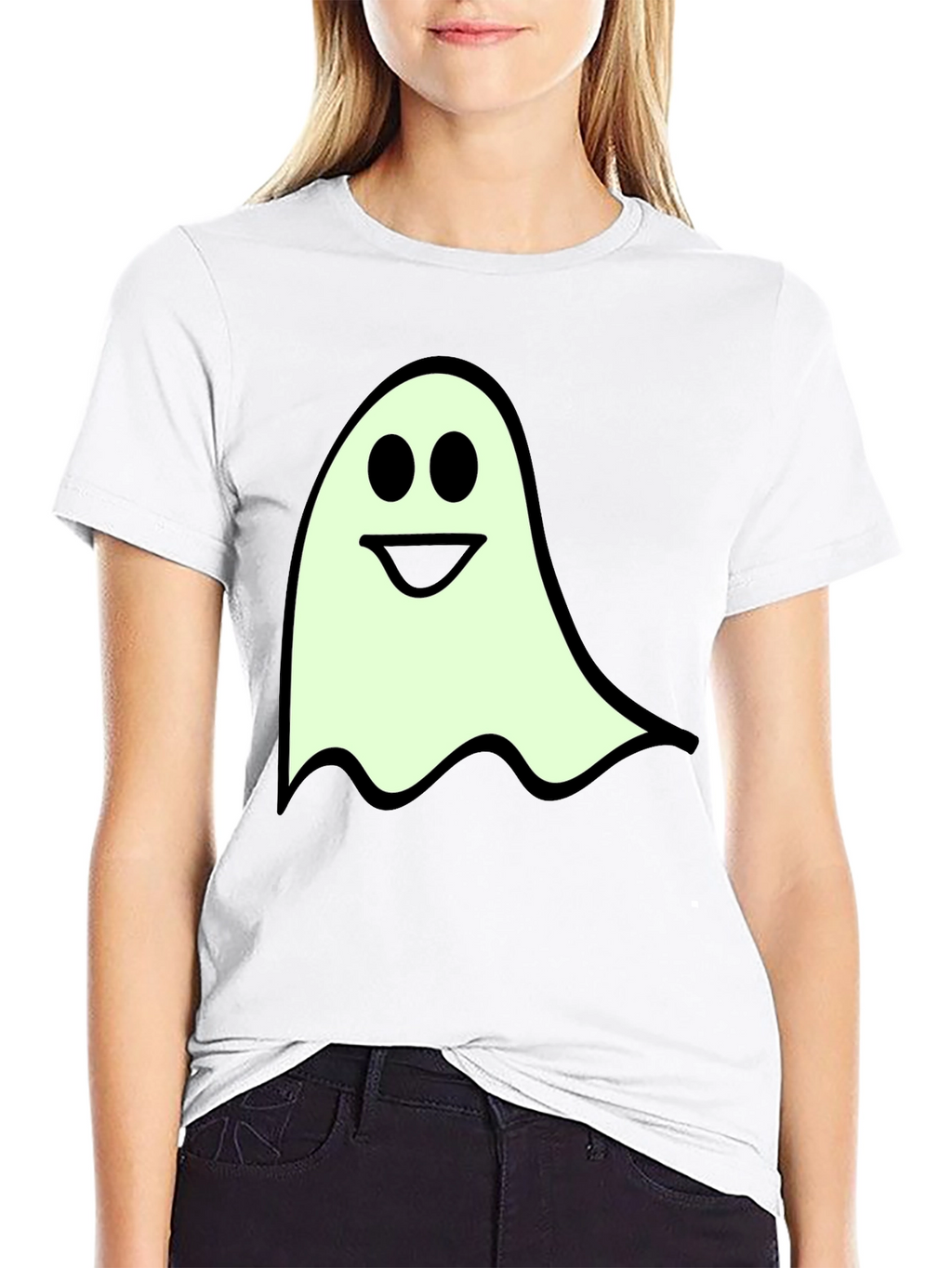 Spooky Season Ghost Graphic Tee - Black