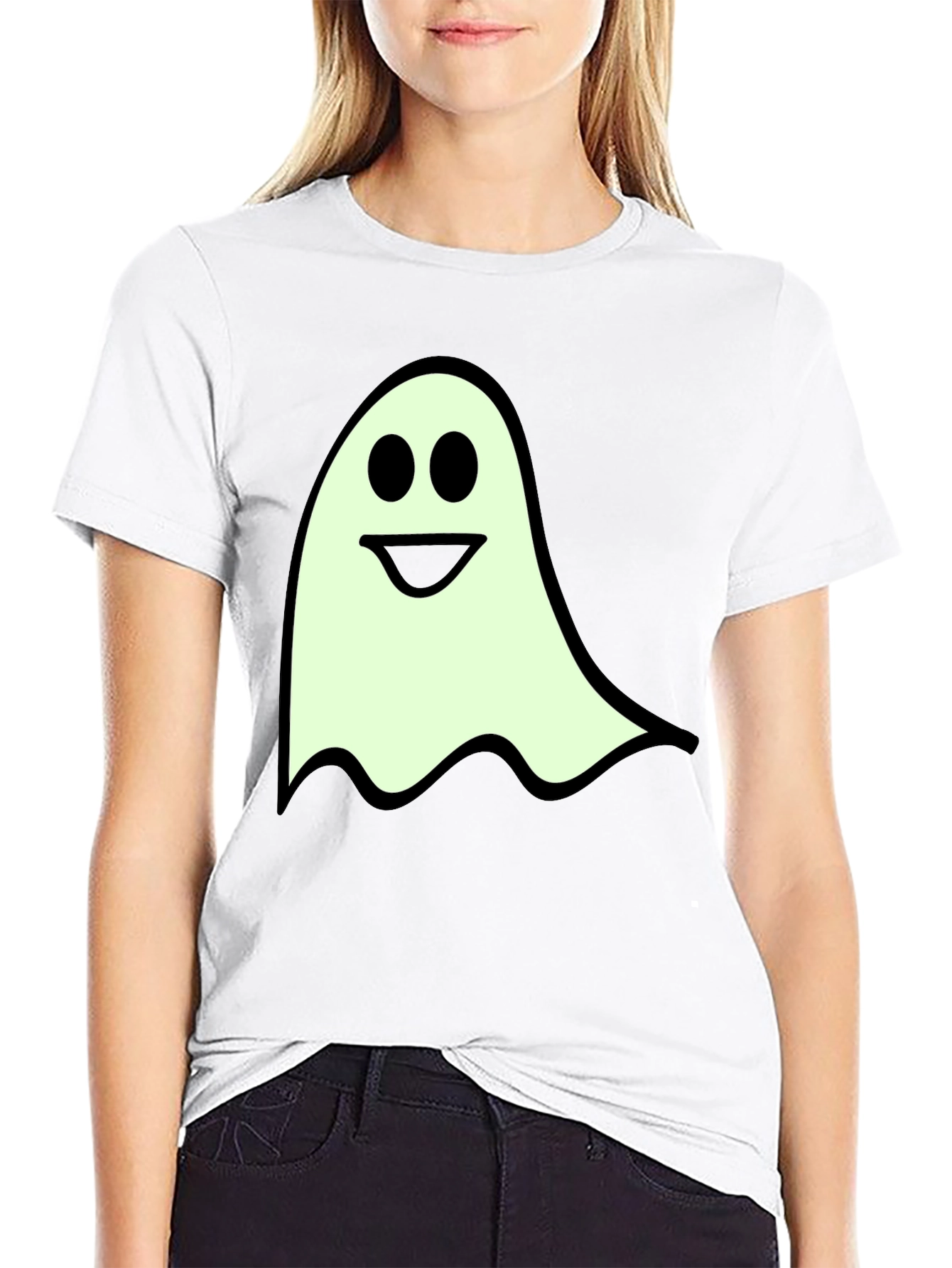 Spooky Season Ghost Graphic Tee - Black