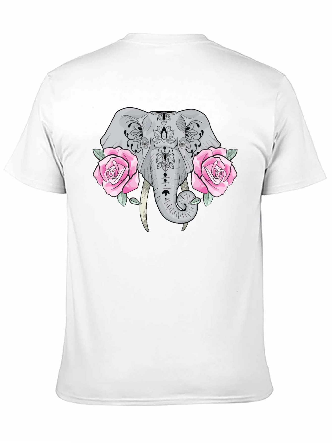 Elephant & Roses Graphic Black T-Shirt