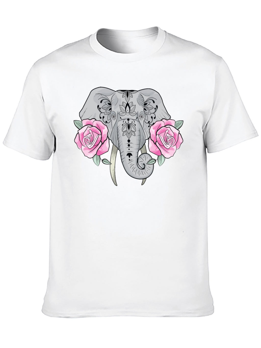 Elephant & Roses Graphic Black T-Shirt