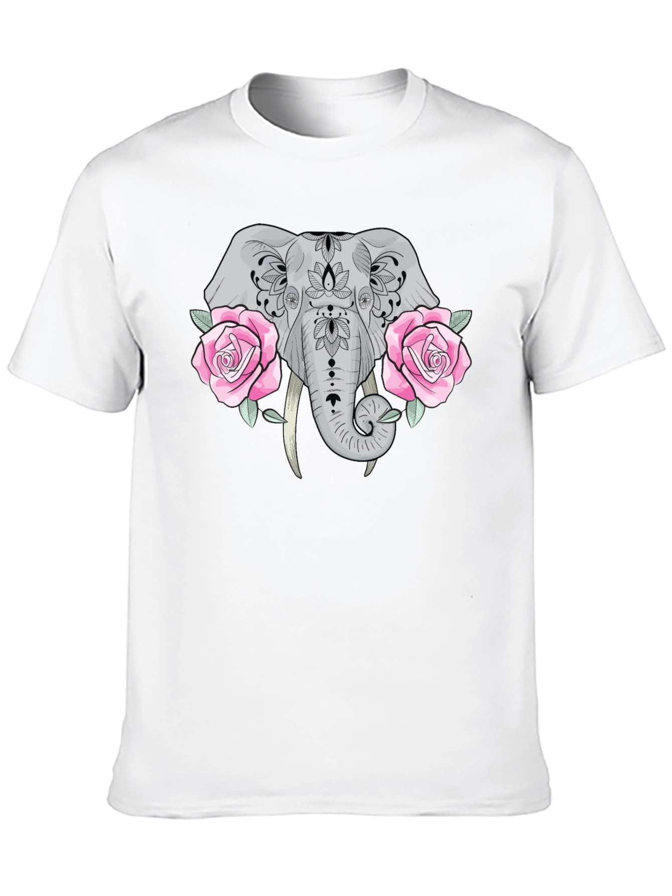 Elephant & Roses Graphic Black T-Shirt