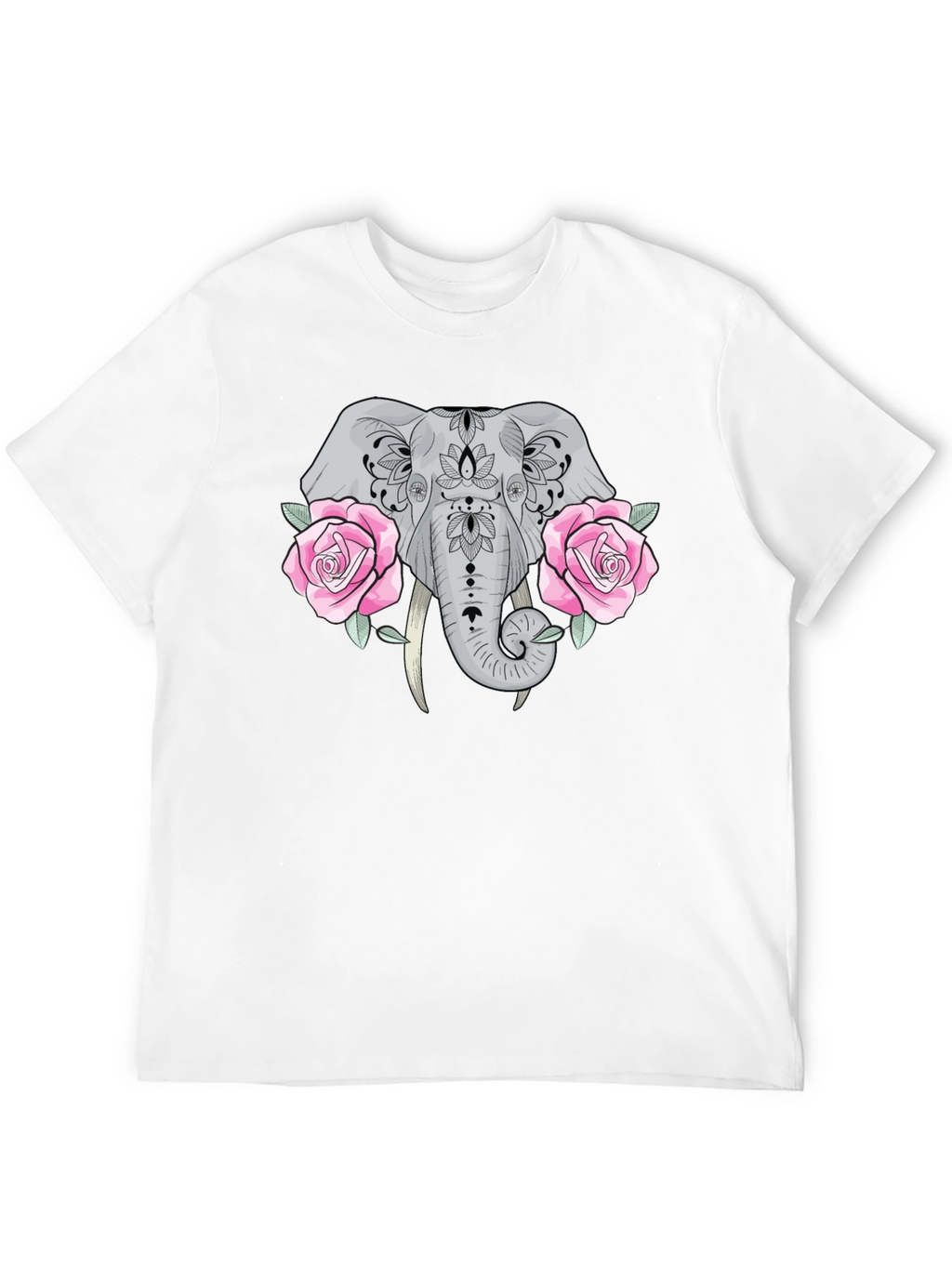 Elephant & Roses Graphic Black T-Shirt