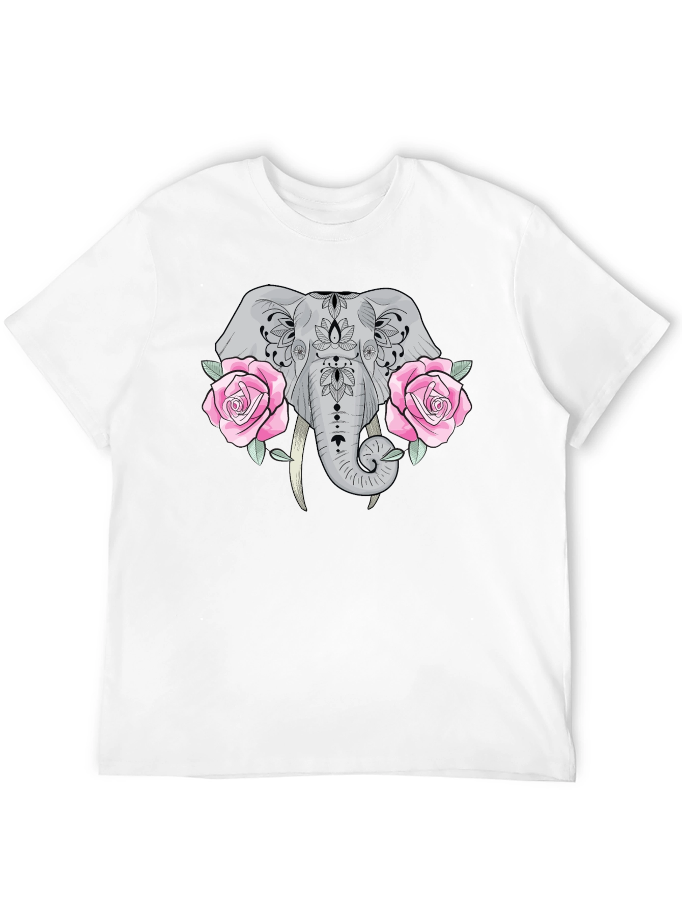 Elephant & Roses Graphic Black T-Shirt