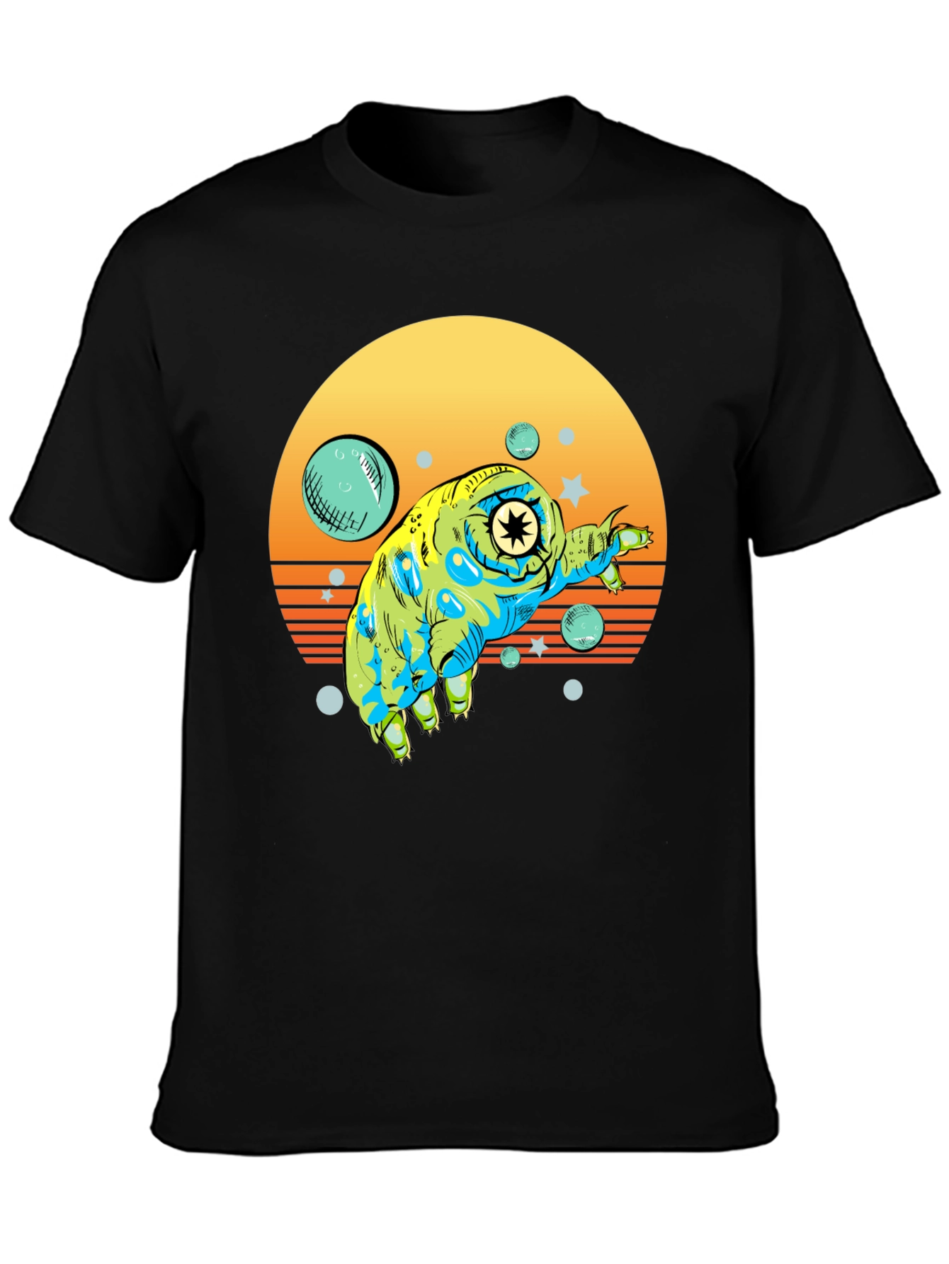 Tardigrade Retro Sunset Black T-Shirt