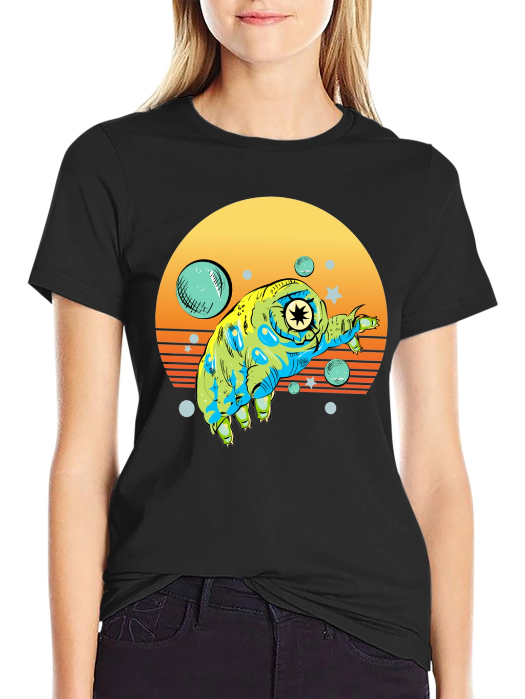 Tardigrade Retro Sunset Black T-Shirt